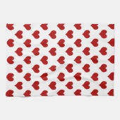 Rood Mozaïek Hartpatroon Theedoek (Horizontaal)