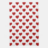 Rood Mozaïek Hartpatroon Theedoek (Verticaal)