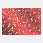 rood, Musical+ Note, luxe, goud, koninklijk, elega Inpakpapier Vel (Voorkant 3)