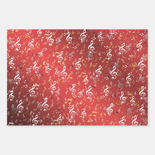 rood, Musical+ Note, luxe, goud, koninklijk, elega Inpakpapier Vel (Voorkant)