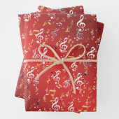 rood,Muzieknoot, luxe, goud, koninklijk, elegant, Inpakpapier Vel (In situ)