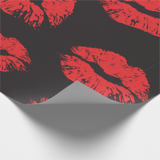  rood naadloos patroon op zwarte achtergrond. cadeaupapier (Hoek)