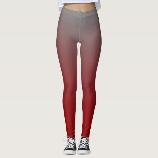 Rood naar Grijs Verlopen Moderne Leggings (Voorkant)