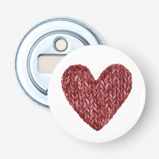 Rood namaakbrei hart button flesopener (Voorkant)
