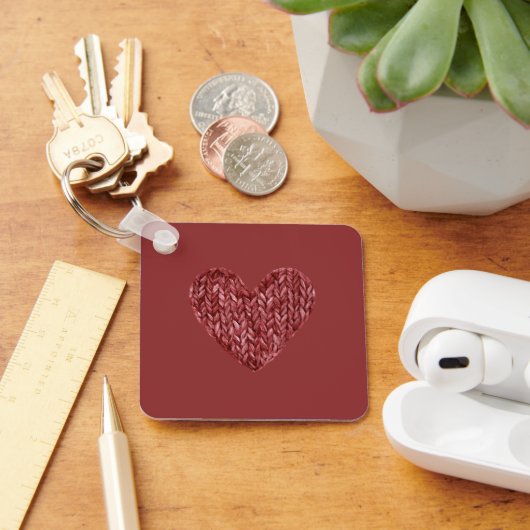 Rood namaakbrei hart sleutelhanger (Bureau)