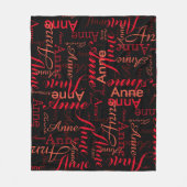 Rood Namen Patroon all-over Zwart Stijlvol Fleece Deken (Voorkant)