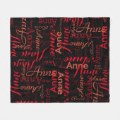 Rood Namen Patroon all-over Zwart Stijlvol Fleece Deken (Voorkant (Horizontaal))