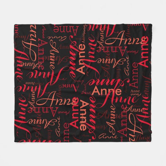 Rood Namen Patroon all-over Zwart Stijlvol Fleece Deken (Voorkant (Horizontaal))