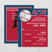 Rood, Navy Baseball Bar Mitzvah RSVP-kaart Kaart (Voorkant / Achterkant)