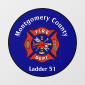 Rood & Navy Blue Fire Dept Logo Custom Raamsticker (Vel)