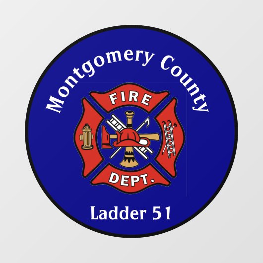 Rood & Navy Blue Fire Dept Logo Custom Raamsticker (Vel)