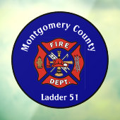 Rood & Navy Blue Fire Dept Logo Custom Raamsticker (Vel 3)