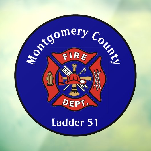 Rood & Navy Blue Fire Dept Logo Custom Raamsticker (Vel 3)