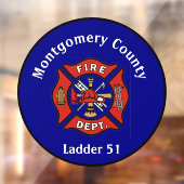 Rood & Navy Blue Fire Dept Logo Custom Raamsticker (Vel 2)