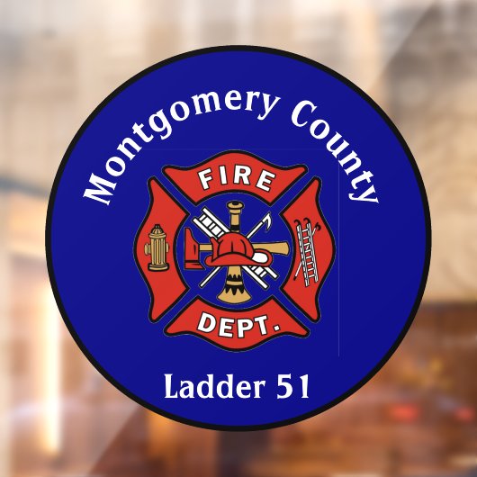 Rood & Navy Blue Fire Dept Logo Custom Raamsticker (Vel 2)