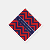 Rood, Navy Blue LG Chevron Navy Blue Name Monogram Servetten (Hoek)