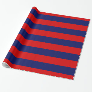 Rood, Navy Blue XL Stripes Patroon V Cadeaupapier