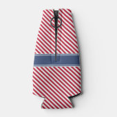 Rood & Navy Stripes Nautisch Anker Monogram Flesjeskoeler (Achterkant)