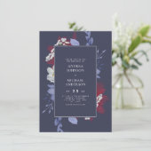 Rood & Navy Waterverf Bloemen Eenvoudige donkere b Kaart (Staand voorkant)