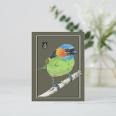 Rood-Necked Tanager Bird Briefkaart (Staand voorkant)