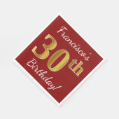 Rood, Nep Goud 30e Verjaardag + Aangepaste Naam Servetten (Hoek)