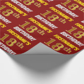 Rood, Nepgoud, "18e VERJAARDAG" Cadeaupapier (Hoek)