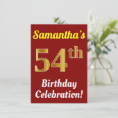 Rood, Nepgoud 54ste verparty + Naam Kaart (Staand voorkant)