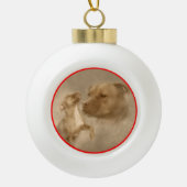 Rood-neus-witte kerstbomen keramische bal ornament (Voorkant)