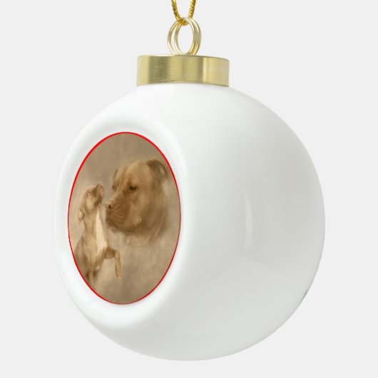Rood-neus-witte kerstbomen keramische bal ornament (Rechts)