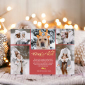 Rood nieuwjaar in review 5 foto-inkuilraster folie feestdagenkaart