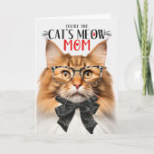 Rood Noors Bos Kat voor Mam op Moederdag Feestdagen Kaart (Voorkant)