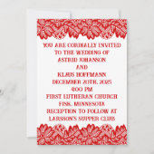 Rood Noors "Kant" bruiloft Kaart (Voorkant)