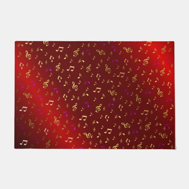 rood, noot, muzikaal, melodie, muziek, geluid, tek deurmat (Voorkant)