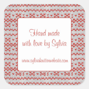 ROOD NORDIC KNIT 3" Vierkante "Hand Made" Stickers