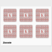 ROOD NORDIC KNIT Grote Vierkante Stickers + Initia (Vel)