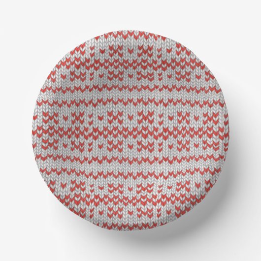 ROOD NORDIC KNIT Paper Bowls Papieren Kommen (Voorkant)