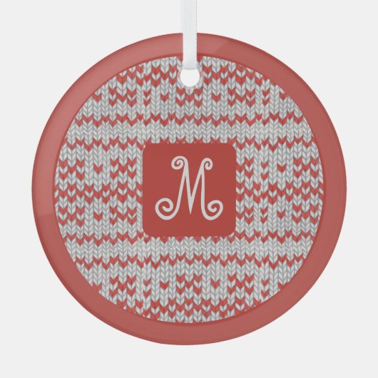 ROOD NORDISCH BREI Glas Cirkel Ornament (Voorkant)