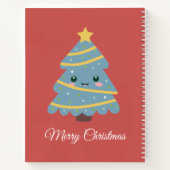 Rood Notitieboek met kerstboom in Kawaii (Achterkant)