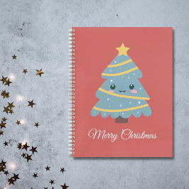 Rood Notitieboek met kerstboom in Kawaii