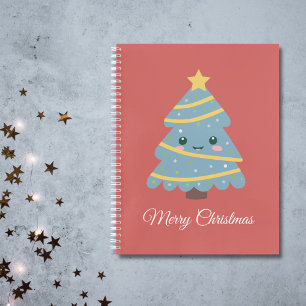 Rood Notitieboek met kerstboom in Kawaii