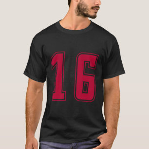 Rood Nummer 16 Team Junior Sport Genummerd Uniform T-shirt