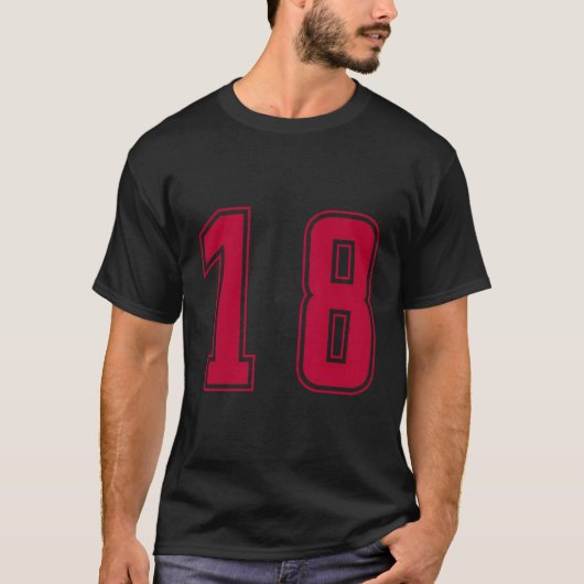 Rood Nummer 18 Team Junior Sport Genummerd Uniform T-shirt (Voorkant)