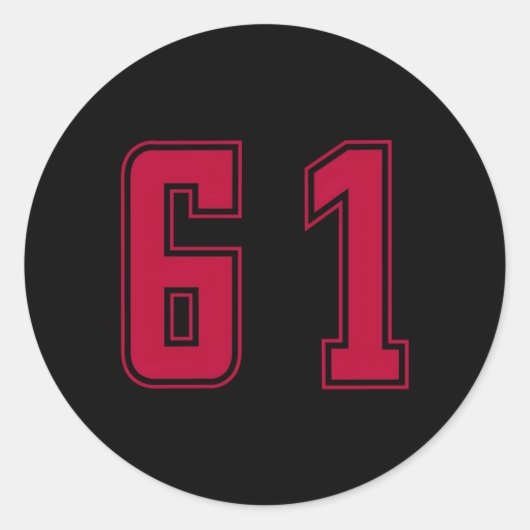 Rood Nummer 61 Team Junior Sport Genummerd Uniform Ronde Sticker (Voorkant)