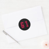 Rood Nummer 61 Team Junior Sport Genummerd Uniform Ronde Sticker (Envelop)