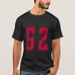 Rood Nummer 62 Team Junior Sport Genummerd Uniform T-shirt
