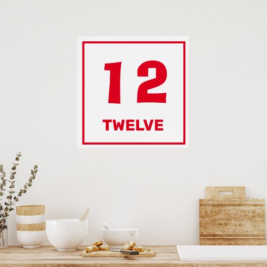 Rood nummer twaalf Poster (Keuken)