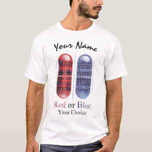 Rood of Blauw - Jouw Keuze   Cyberpunk Pil Kunst T-shirt