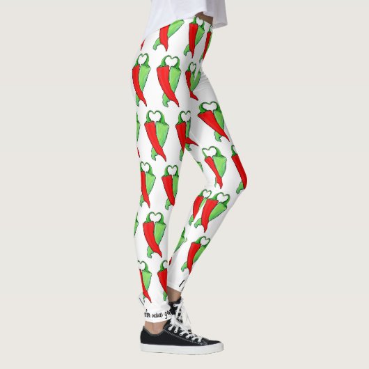 Rood of Groen Chili Personaliseer Schattigee vrouw Leggings (Rechts)