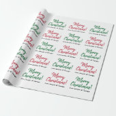Rood of groen handschrift-als "Vrolijk kerstfeest" Cadeaupapier (Uitgerold)