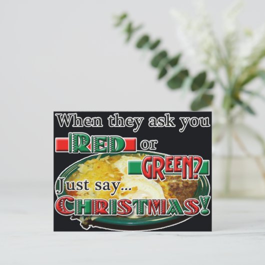 Rood of groen... of Kerstmis? Feestdagenkaart (Staand voorkant)